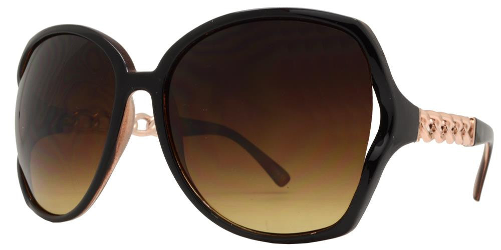 Wholesale - 8051 - Womens Butterfly Cut Out Chain Temple Plastic Sunglasses - Dynasol Eyewear