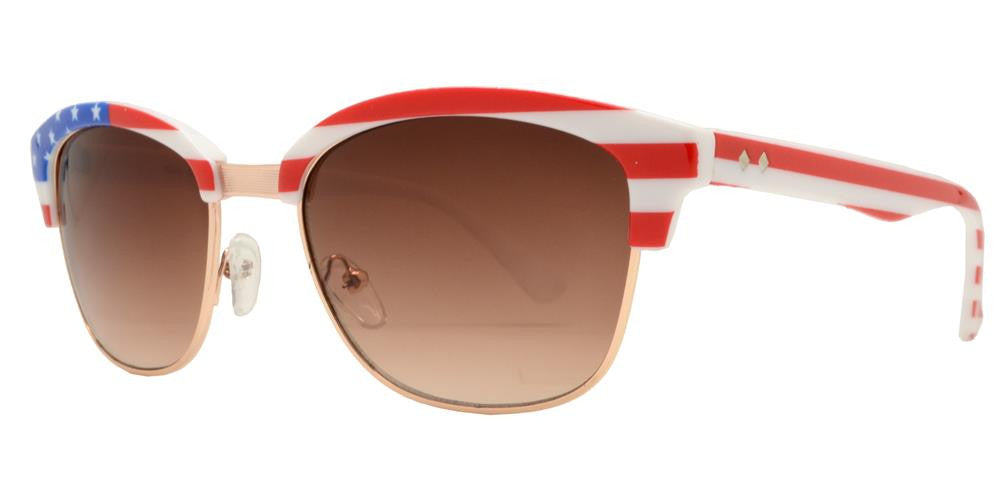 Wholesale - 8063 - Horn Rimmed Half Frame USA Flag Sunglasses - Dynasol Eyewear
