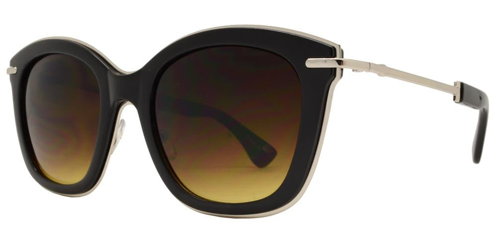 Wholesale - 8108 - Square Horn Rimmed Sunglasses with Metal Temple - Dynasol Eyewear