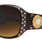 Wholesale - 8111 - Women's Large Square Sunglasses with Rhinestones and Brooch Concho - Dynasol Eyewear