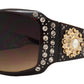 Wholesale - 8112 - Women's Large Square Sunglasses with Rhinestones and Berry Concho - Dynasol Eyewear