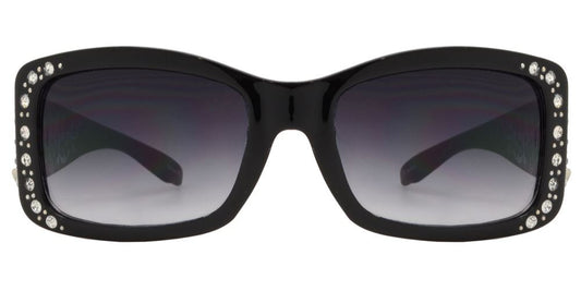 Wholesale - 8114 - Women's Rectangular Sunglasses with Rhinestones and Boot Concho - Dynasol Eyewear