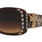Wholesale - 8121 - Women's Rectangular Fashion Sunglasses with Rhinestones and Cross Concho - Dynasol Eyewear