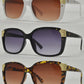 8467 - Women's Fashion Square Metal Detail Plastic Sunglasses