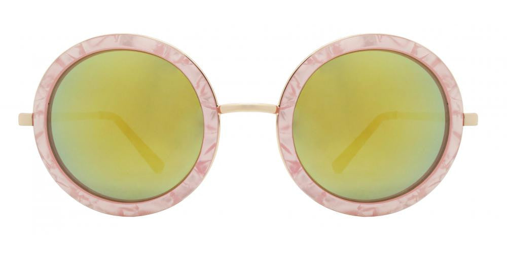 Wholesale - 8530 - Round Marble Finish Metal Accents Plastic Sunglasses - Dynasol Eyewear