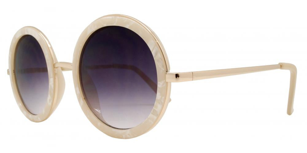 Wholesale - 8530 - Round Marble Finish Metal Accents Plastic Sunglasses - Dynasol Eyewear