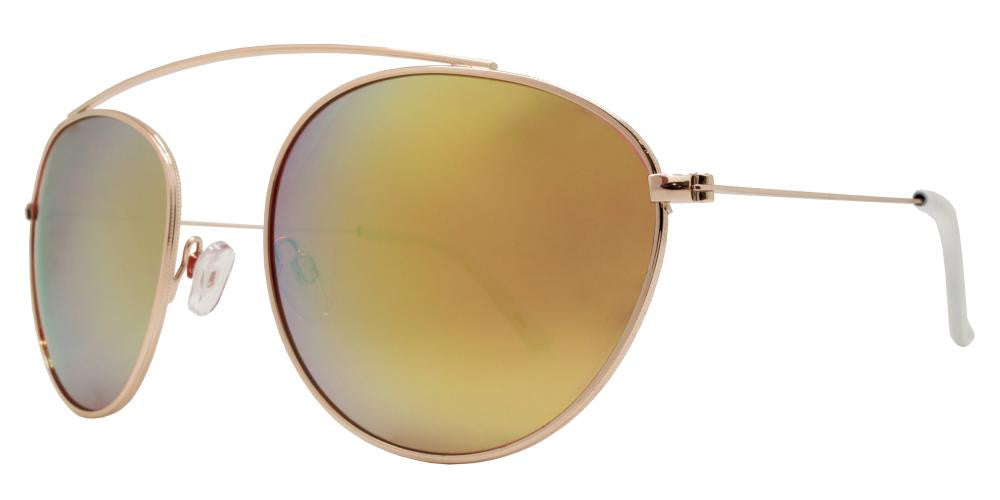 Wholesale - 8549 - Round Metal Oval Shaped Sunglasses with No Bridge - Dynasol Eyewear