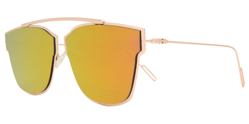 Wholesale - 8573 - Retro Horn Rimmed Metal Sunglasses with Color Mirror Lens - Dynasol Eyewear
