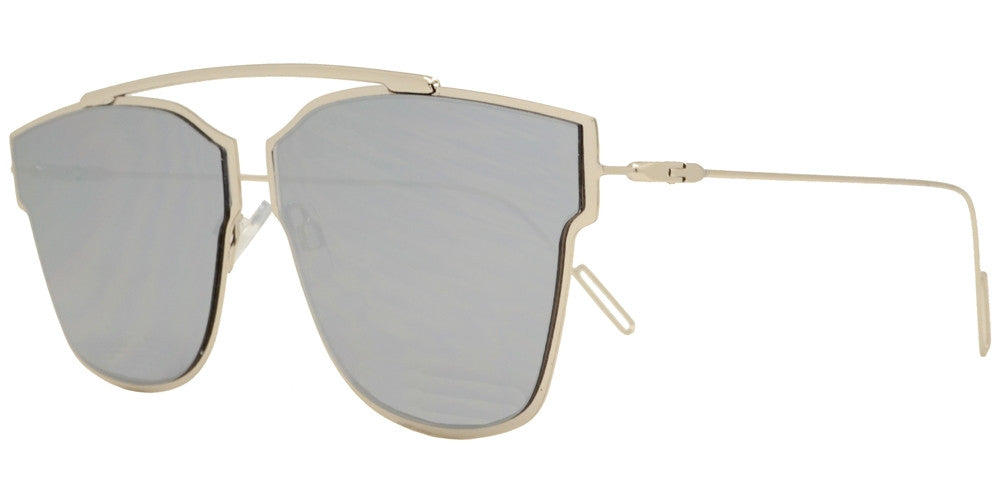 Wholesale - 8573 - Retro Horn Rimmed Metal Sunglasses with Color Mirror Lens - Dynasol Eyewear