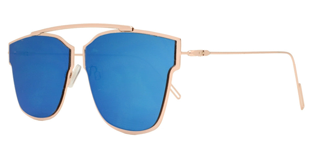 Wholesale - 8573 - Retro Horn Rimmed Metal Sunglasses with Color Mirror Lens - Dynasol Eyewear