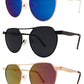 8594 - Round Shape Retro Sunglasses with Flat Lens