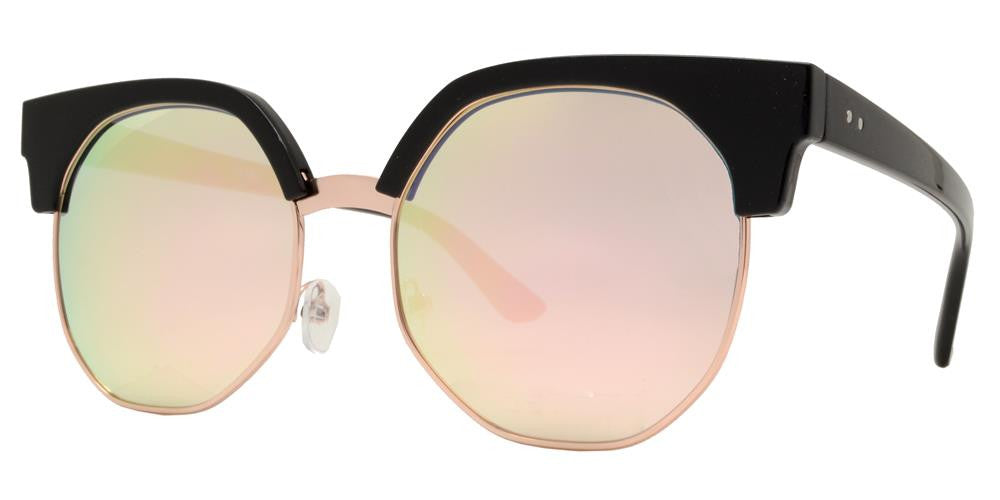Wholesale - 8660 - Oversize Hexagon Half Rimmed Plastic Sunglasses - Dynasol Eyewear