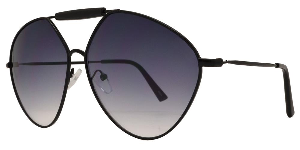 Wholesale - 8684 - Metal Hexagon Oval Shaped Sunglasses with Brow Bar - Dynasol Eyewear
