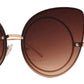 Wholesale - 8700 - Rimless Slim Temple Cat Eye Sunglasses with Color Mirror Flat Lens - Dynasol Eyewear