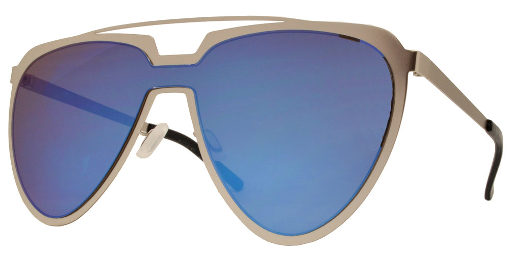 Wholesale - 8713 RVC - Cut Out Frame Sunglasses with One Piece Color Mirror Lens - Dynasol Eyewear