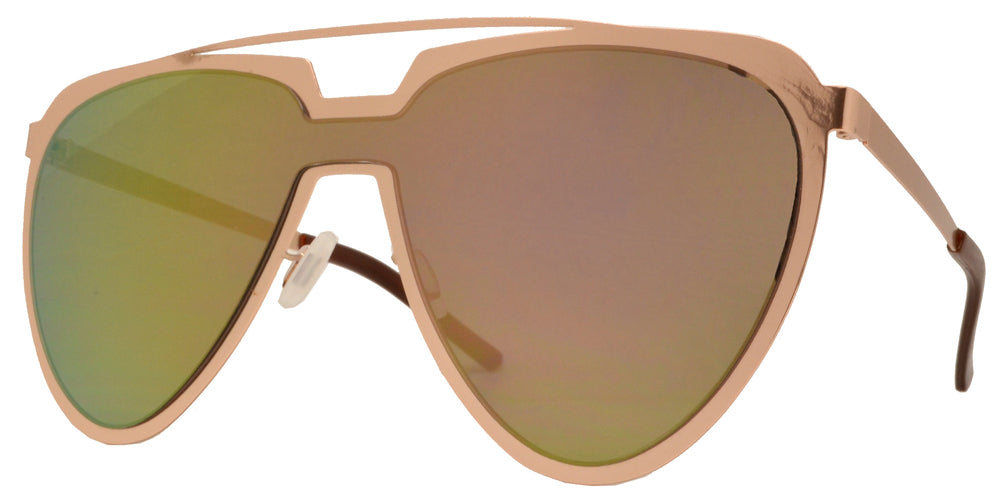 Wholesale - 8713 RVC - Cut Out Frame Sunglasses with One Piece Color Mirror Lens - Dynasol Eyewear