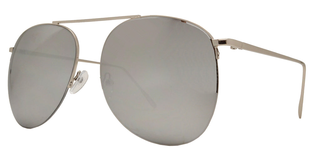 Wholesale - 8720 - Rimless Metal Oval Shaped Sunglasses with Brow Bar - Dynasol Eyewear