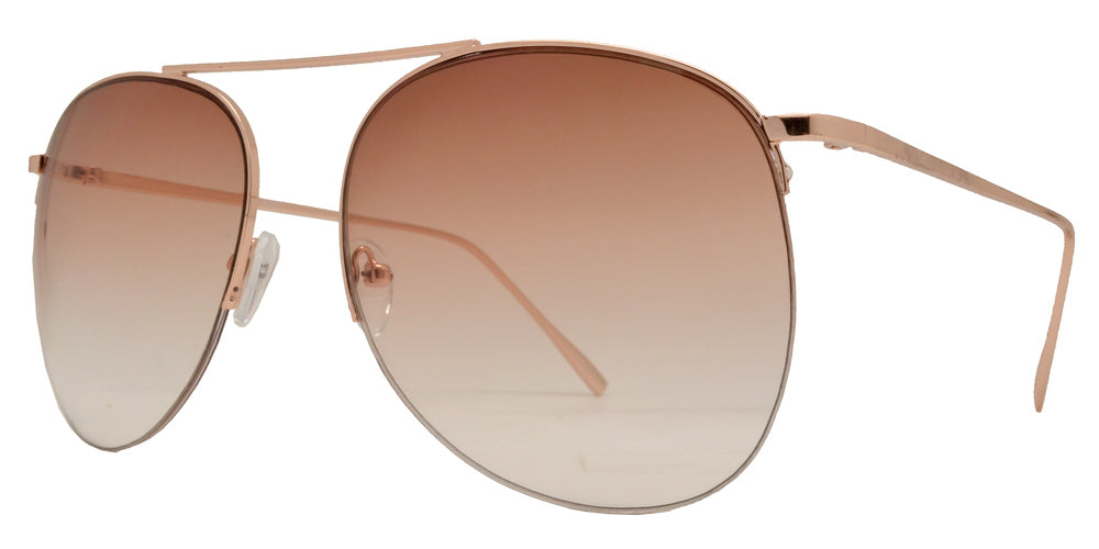 Wholesale - 8720 - Rimless Metal Oval Shaped Sunglasses with Brow Bar - Dynasol Eyewear