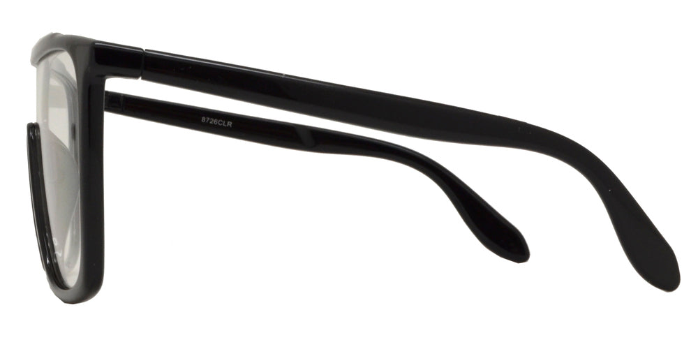 Wholesale - 8726 Clear - Flat Top Shield Lens Plastic Sunglasses with Clear Lens - Dynasol Eyewear