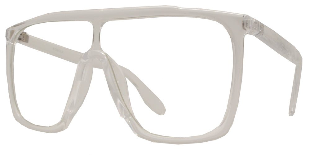 Wholesale - 8726 Clear - Flat Top Shield Lens Plastic Sunglasses with Clear Lens - Dynasol Eyewear