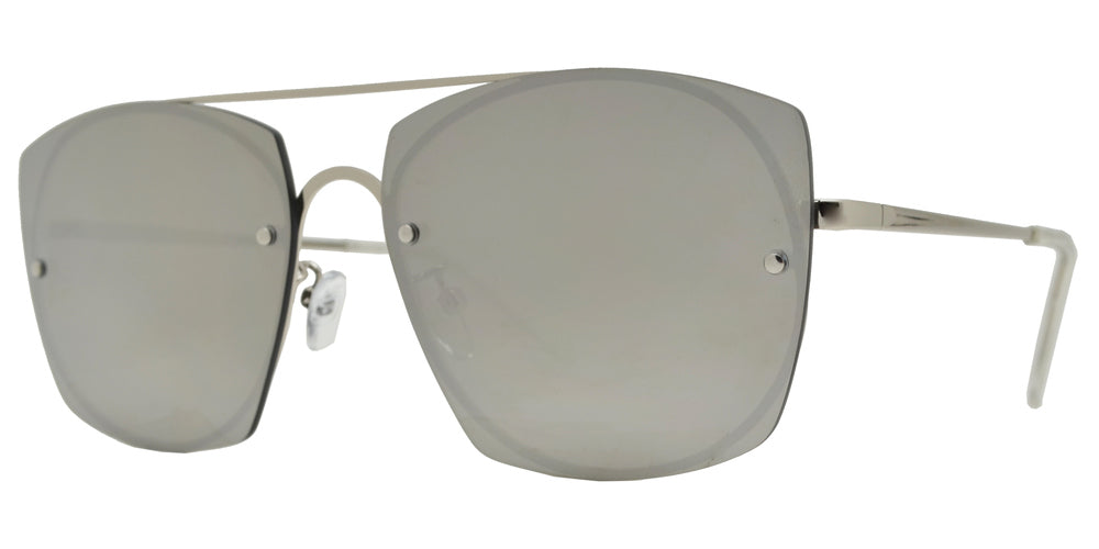Wholesale - 8856 - Rimless Flat Lens Metal Oval Shaped Sunglasses - Dynasol Eyewear