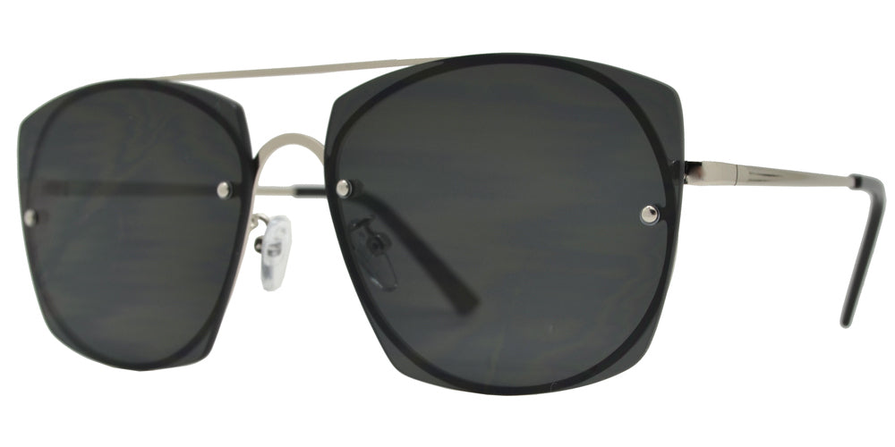 Wholesale - 8856 - Rimless Flat Lens Metal Oval Shaped Sunglasses - Dynasol Eyewear