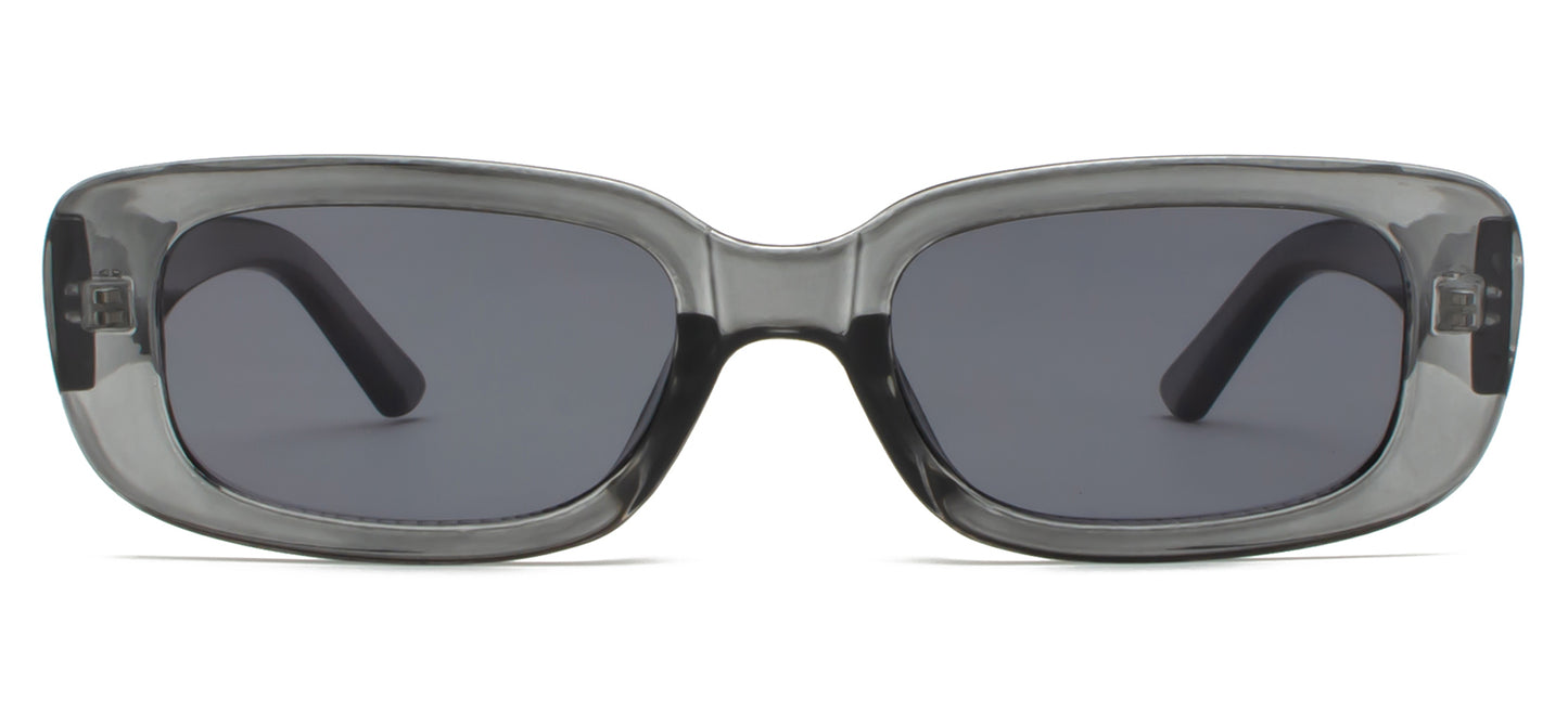 8905 - Rectangular Plastic Sunglasses with Flat Lens