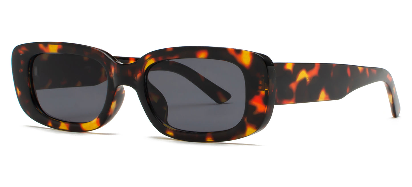 8905 - Rectangular Plastic Sunglasses with Flat Lens