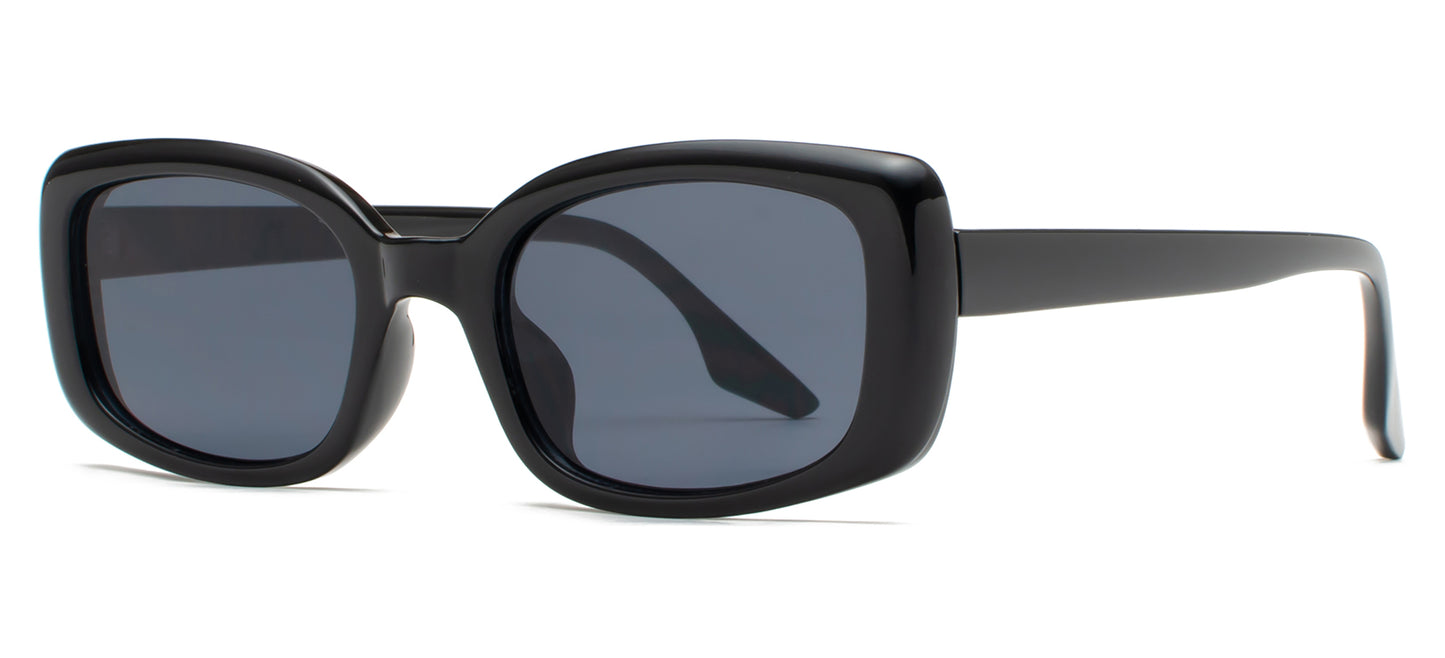 8912 - Rectangular Plastic Sunglasses with Flat Lens