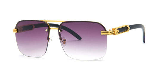 8941 Rimless - Rectangular Rimless Flat Top Metal Sunglasses