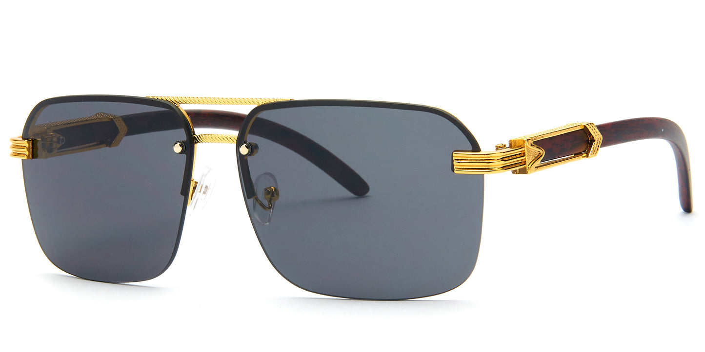 8941 Rimless - Rectangular Rimless Flat Top Metal Sunglasses