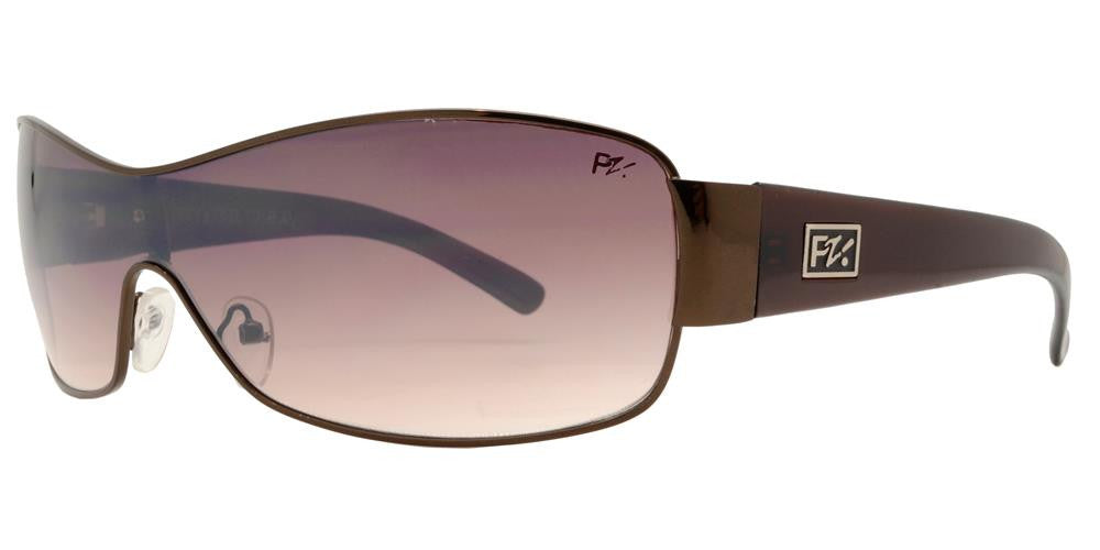 Wholesale - PZM Beluga - One Piece Shield Square Metal Sunglasses - Dynasol Eyewear