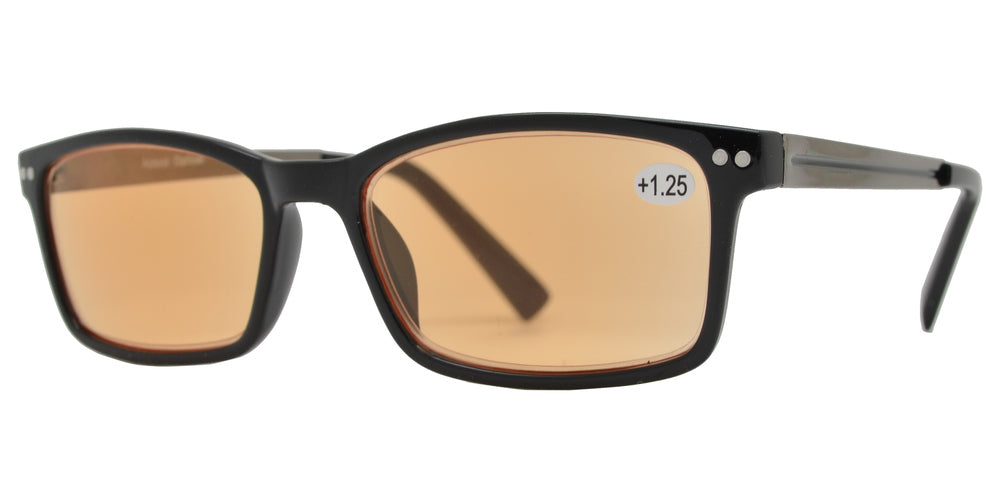 Wholesale - CRS 1019 +125 - Rectangular Plastic Computer Tinted Reading Glasses - Dynasol Eyewear