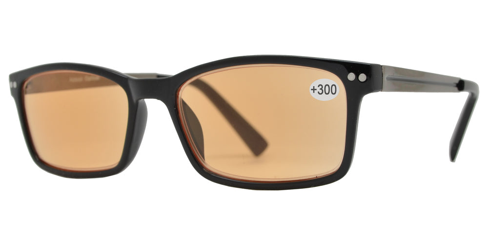 Wholesale - CRS 1019 +300 - Rectangular Plastic Computer Tinted Reading Glasses - Dynasol Eyewear