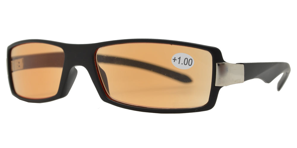 Wholesale - CRS 1211 +100 - Rectangular Plastic Computer Tinted Reading Glasses - Dynasol Eyewear