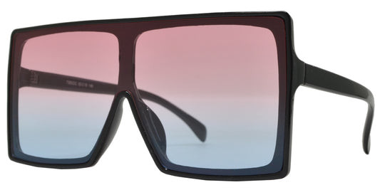 7985 OC - One Piece Flat Lens Flat Top Sunglasses