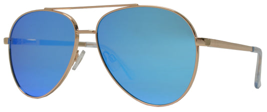 FC 6514 Blue RV - Thick Frame Oval Shaped Sunglasses with Blue Mirror Lens