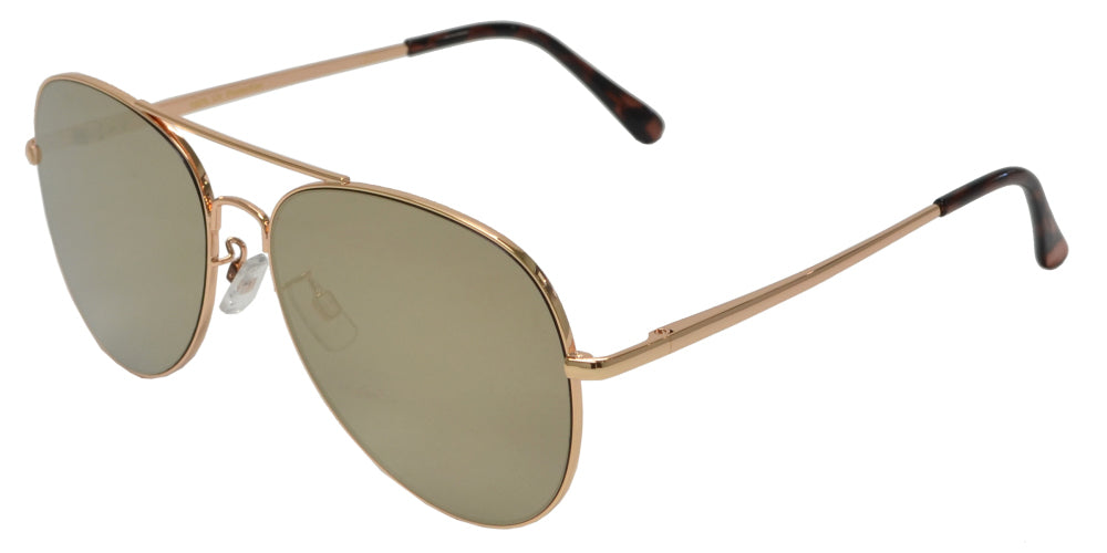 FC 6516 Gold RV - Oval Shaped Thin Stainless Frame Sunglasses with Gold Mirror Lens