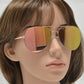 FC 6516 Pink RV - Oval Shaped Thin Stainless Frame Sunglasses with Pink Mirror Lens