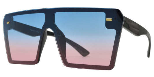7964 OC - Oversized Sunglasses with Flat Top and Ocean Flat Lens