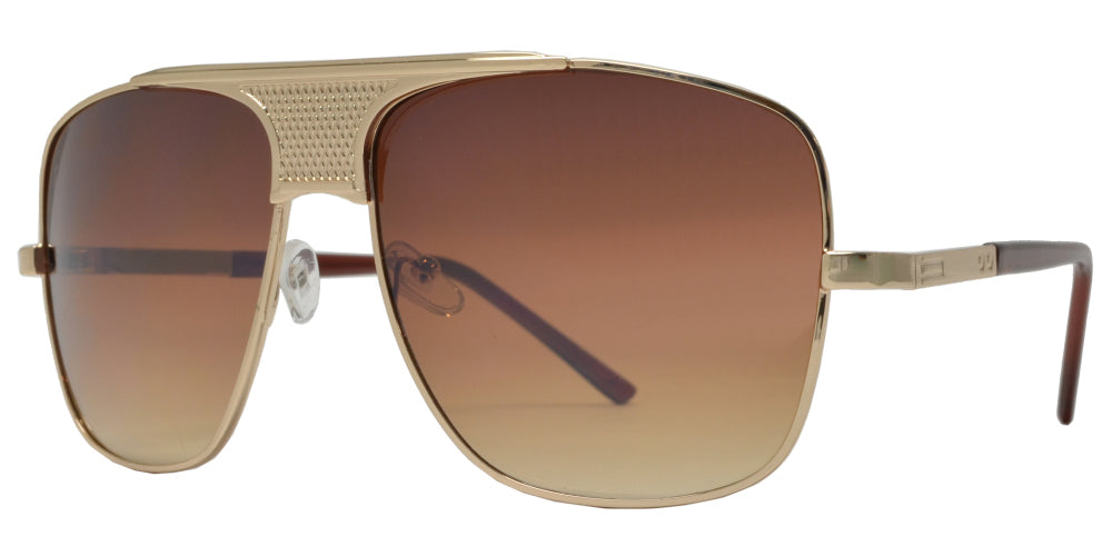 8798 - Large Square Oval Shaped Sunglasses with Brow Bar