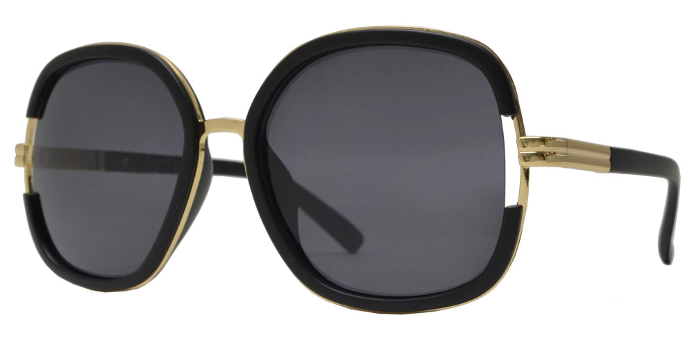 7926 - Women's Modern Square Metal Sunglasses with Plastic Border