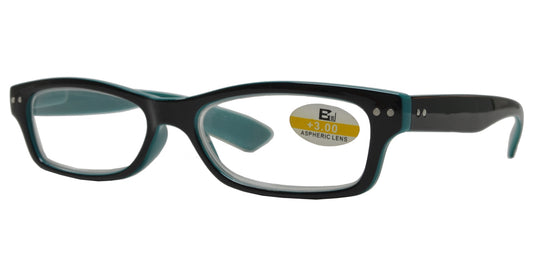 RS 1117 +4.00 - Small Classic Rectangular Two Toned Plastic Reading Glasses