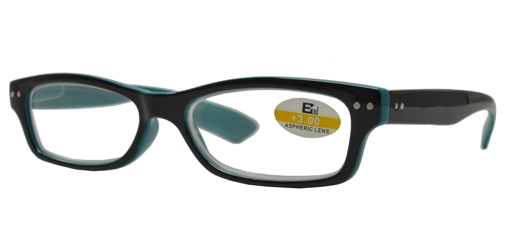 RS 1117 +1.75 - Small Classic Rectangular Two Toned Plastic Reading Glasses