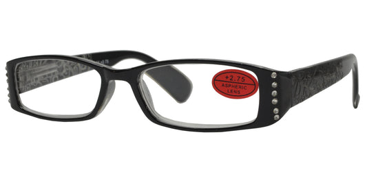 RS 1170 - Plastic Rectangular Sunglasses with Rhinestones
