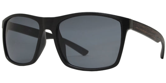 PL 8893 - Polarized Rectangular Faux Wood Plastic Sunglasses