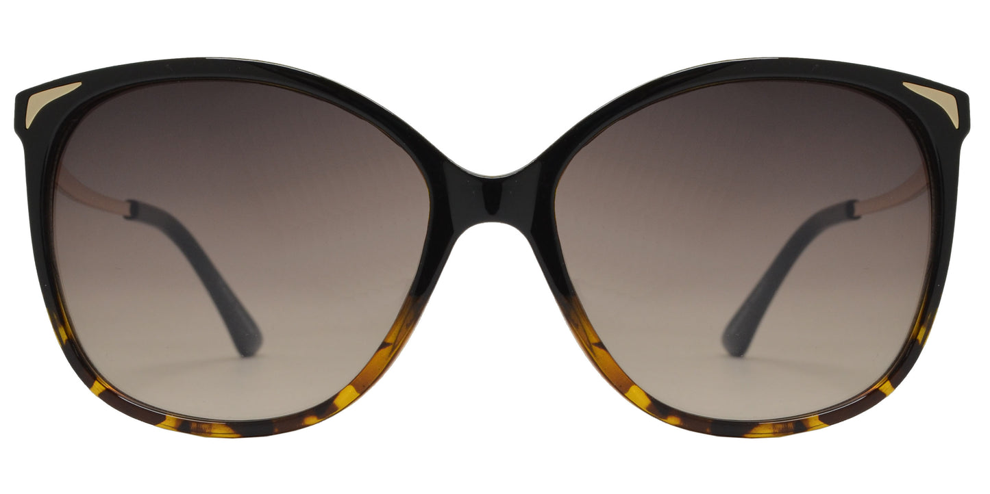 FC 6520 - Plastic Round Cat Eye Wavy Temple Sunglasses