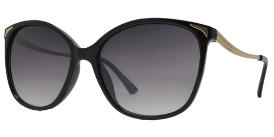 FC 6520 - Plastic Round Cat Eye Wavy Temple Sunglasses