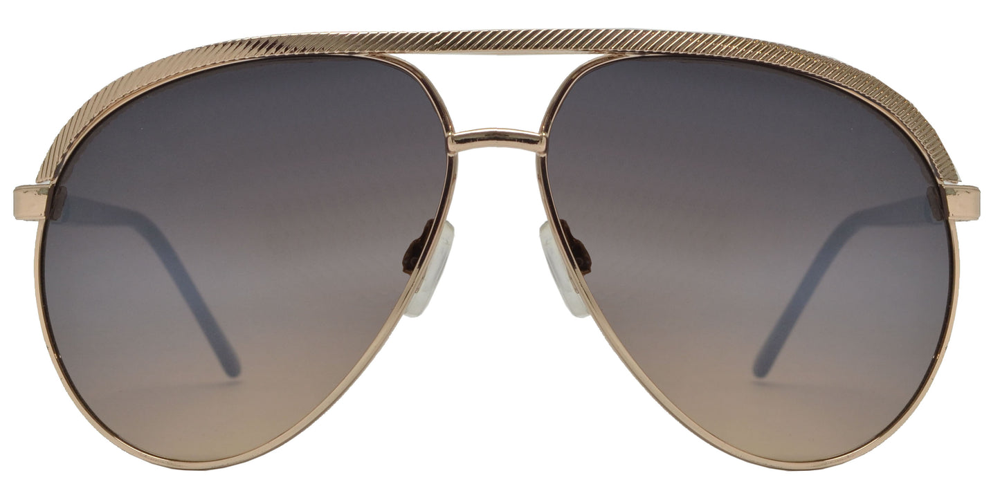 OX 2862 - Modern Metal Oval Shaped Sunglasses with Brow Bar