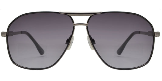 OX 2858 - Asymmetrical Square Aviator with Brow Bar Metal Sunglasses